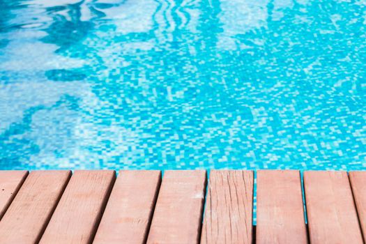 Wooden deck on water surface