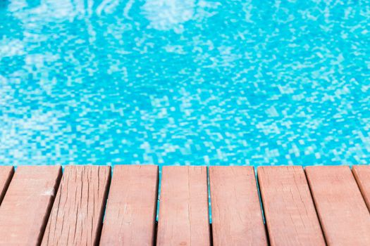 Wooden deck on water surface