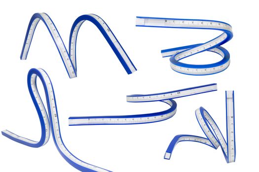 Flexible curve ruler on a white background with clipping path