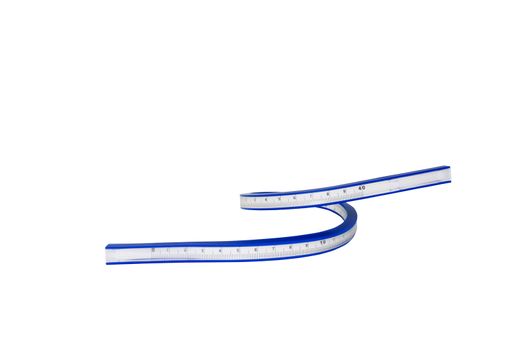 Flexible curve ruler on a white background with clipping path