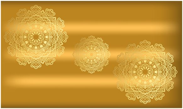 traditional art on gold background in circles