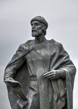 Bila Tserkva, Ukraine 06.20.2020. Monument to Yaroslav the Wise in the city of Bila Tserkva, Ukraine, on a cloudy summer day