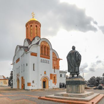 Bila Tserkva, Ukraine 06.20.2020. Georgiyivska or Heorhiyivska church in the city of Bila Tserkva, Ukraine, on a cloudy summer day