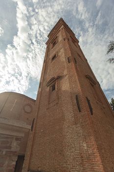 San Benedetto abate Church in Ferrara in Italy shot from below