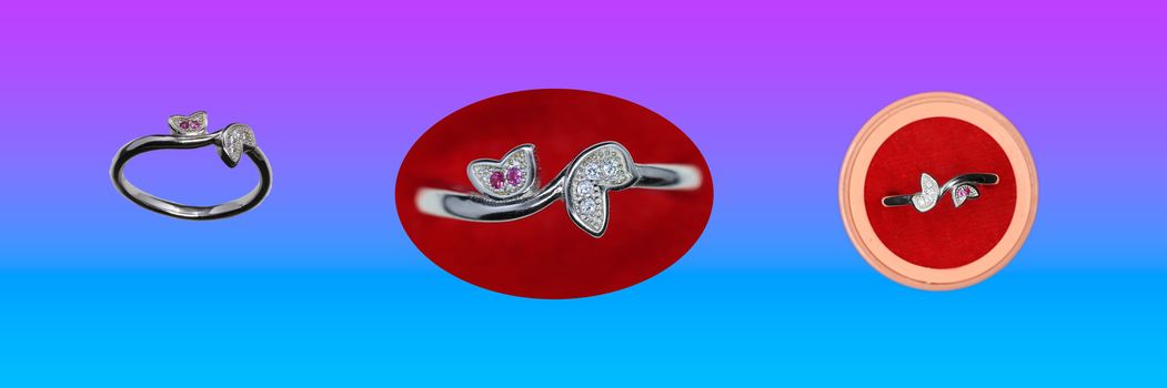 Red Chimes Fishes On Ruby 925 Silver Plated Fancy Rings design for Women and Girls (jewels catalog )
