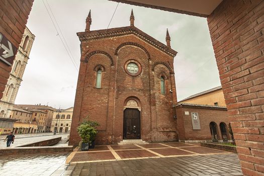 FERRARA, ITALY 29 JULY 2020 : Small historical church in city center of FerraraSmall historical church in city center of Ferrara