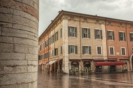 FERRARA, ITALY 29 JULY 2020 : Ferrara architecture detail of historical bulding