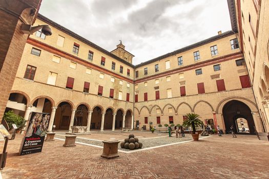 FERRARA, ITALY 29 JULY 2020 : Interior view of Ferrara medieval castle