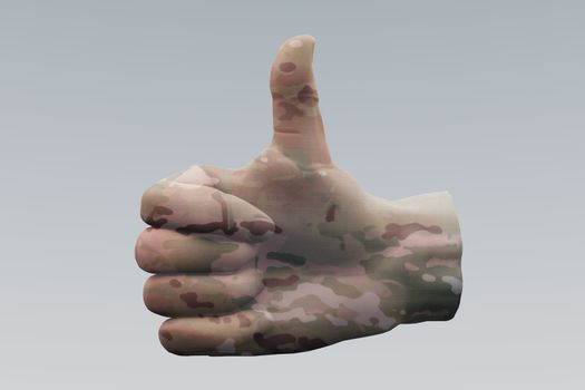 Thumbs Up Military. 3D rendering