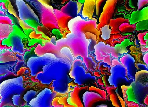 Vivid abstract painting. Colorful clouds