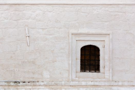 whitewash brick wall horizontal background with with window