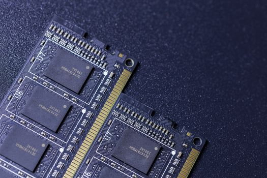 black pc memory universal dark cloesup background with selective focus.