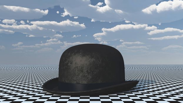 Classic Bowler Hat on Chessboard