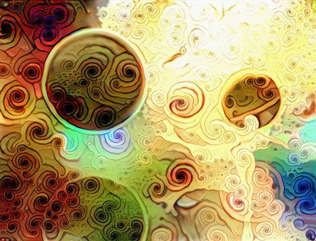 Colorful modern abstract with swirls and circles