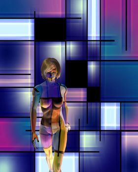 3D woman's model in art space. 3D rendering