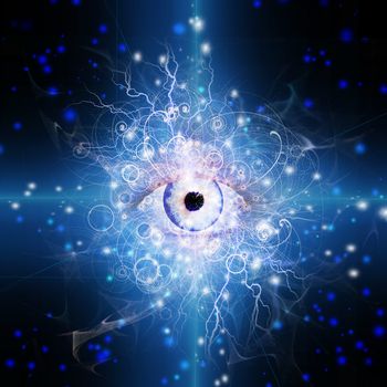 Eye Design. Bright stars on blue background