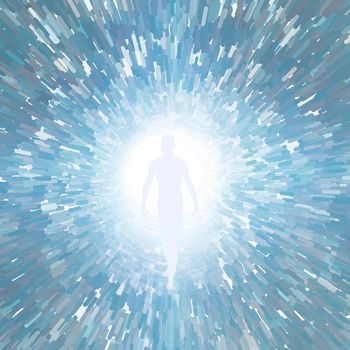 Tunnel of Light with figure. 3D rendering