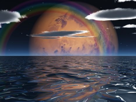 Ocean surface on water planet