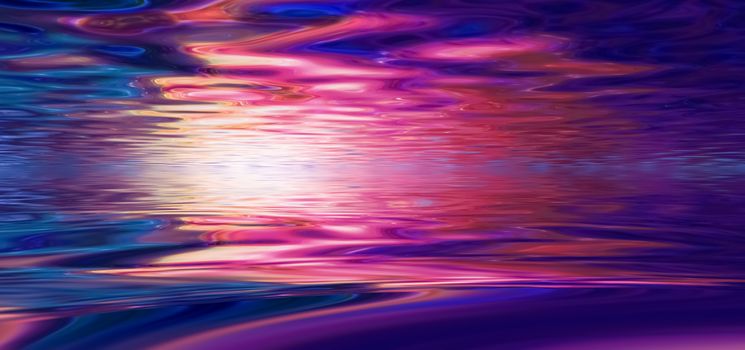 Abstract Horizon. Water reflections in purple colors