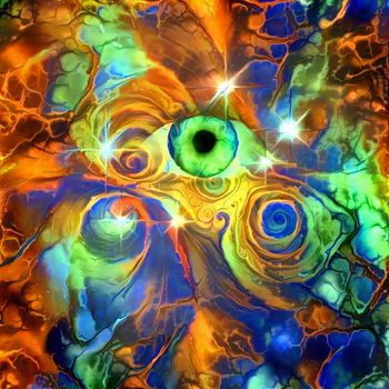 Colorful abstract painting. Green Eye