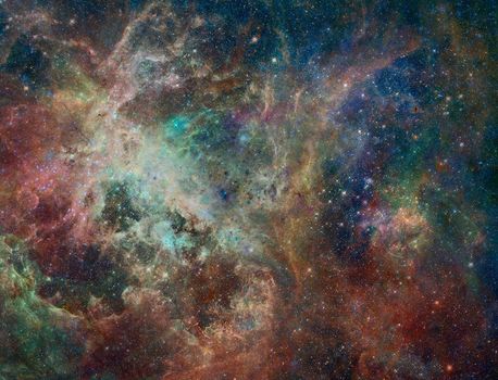 This image from ESA's Herschel Space Observatory shows of a portion of the Rosette nebula, a stellar nursery about 5,000 light-years from Earth in the Monoceros, or Unicorn, constellation.