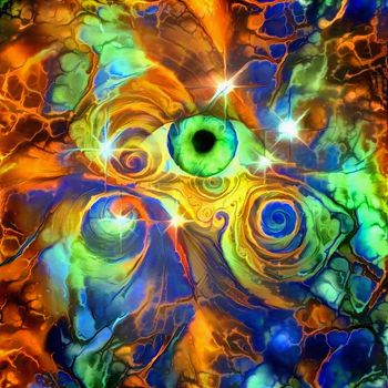 Colorful abstract painting. Green Eye