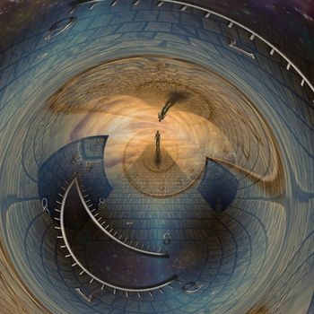Man journeys through doorway of time
