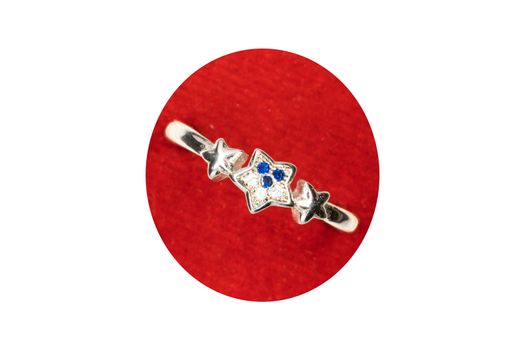 Ring design,three stars with 3 blue and white stones crystal designer ring Valentine Gift for girls and women