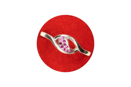Ring design,Red Stones Silver Crystal Designer Ring for Women and Girls
