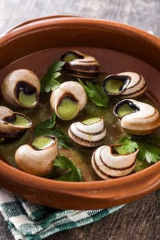 Escargots de Bourgogne. Snails with herbs and garlic butter.