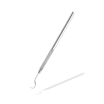 A dentist's sickle probe dental explorer on white with drop shadow with clipping path
