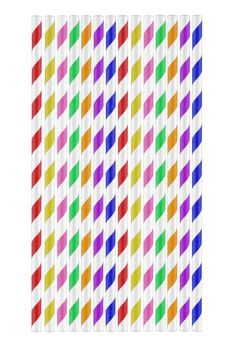 A set of colored paper drinking straws on white with clipping path