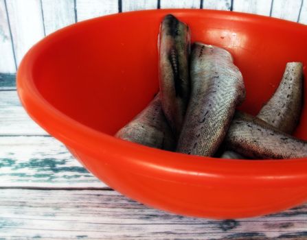 Cleaned fresh sea fish prepared for cooking