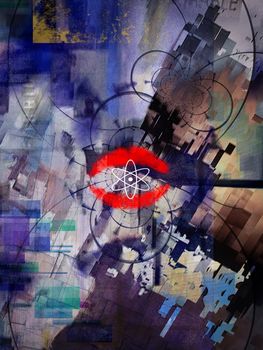 Modern grunge abstract art. Atomic Kiss