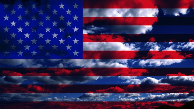 USA Flag and Clouds Design