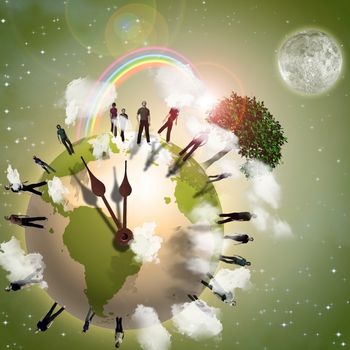 Earth Eco Time. 3D rendering