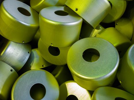 a batch of sulfur oxidated anodized aluminium parts.