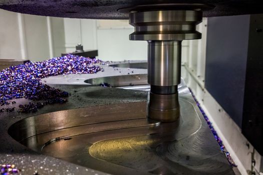 A process of cnc milling of lagre thick steel palte by curved trajectory, Selective focus with blur technique