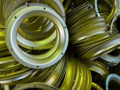 a batch of sulfur oxidated anodized aluminium parts.