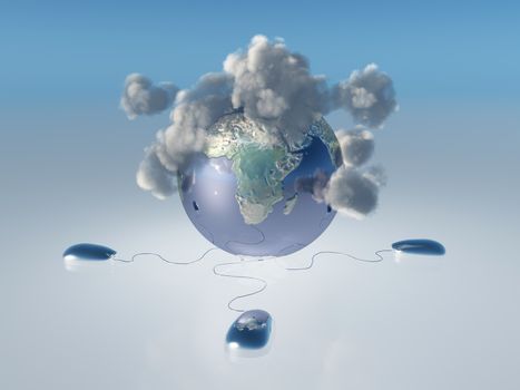 Cloud computing. Mice, Earth and cloud