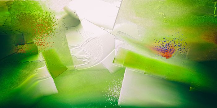 Abstract painting. Brush strokes in vivid green colors