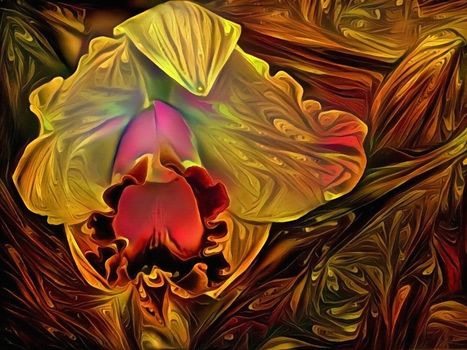Digital painting. Colorful flower. 3D rendering