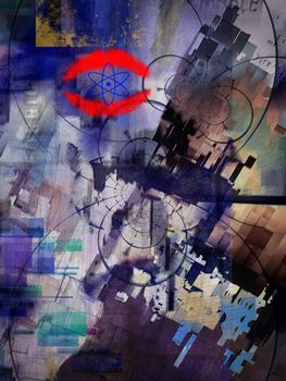 Modern grunge abstract art. Atomic Kiss