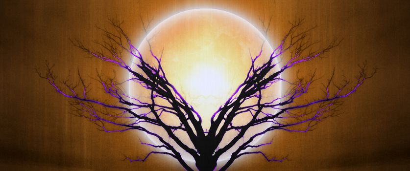 Mystic tree of life in moonlight