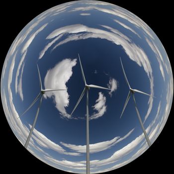 Wind Power. Windmills and cloudy sky