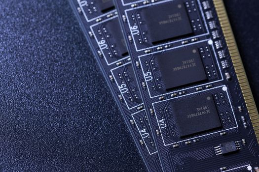 black pc memory universal dark cloesup background with selective focus.
