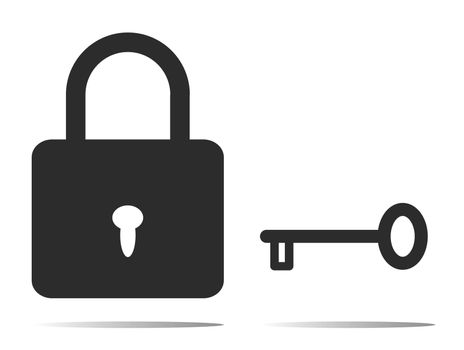 lock and key icon on white background. padlock sign. flat style. lock and key icon for your web site design, logo, app, UI.