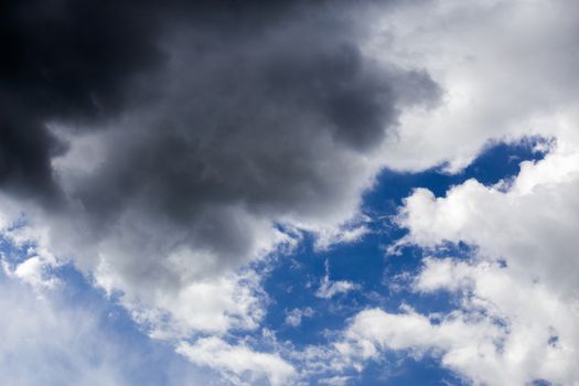 incoming storm close-up cloudscape at march daylight in continental europe.