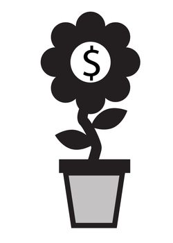 money growth on white background. money sign. flat style. dollar icon for your web site design, logo, app, UI. Money making concept.