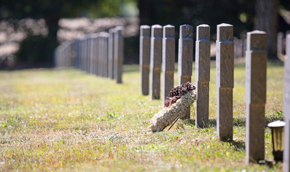 Luxembourg, Luxembourg on July 21, 2020; Graves in the Sandweiler German war Cemetery in Luxembourg